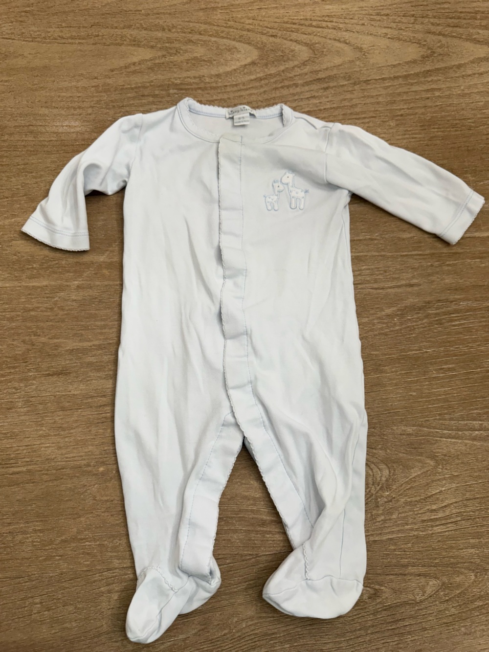 Kissy Kissy light blue Pima Cotton Giraffe Generations Footie Sleepsuit size 6-9
